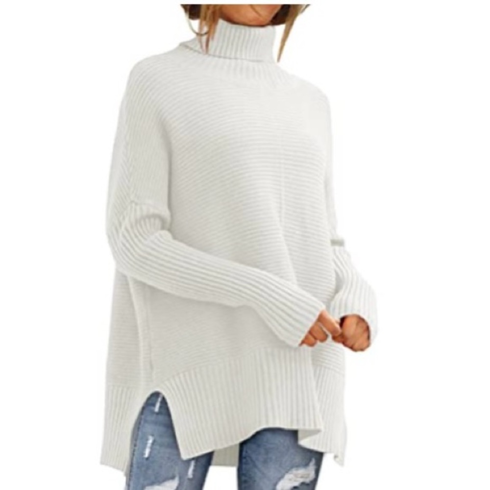 EFAN Womens White Turtleneck Sweater